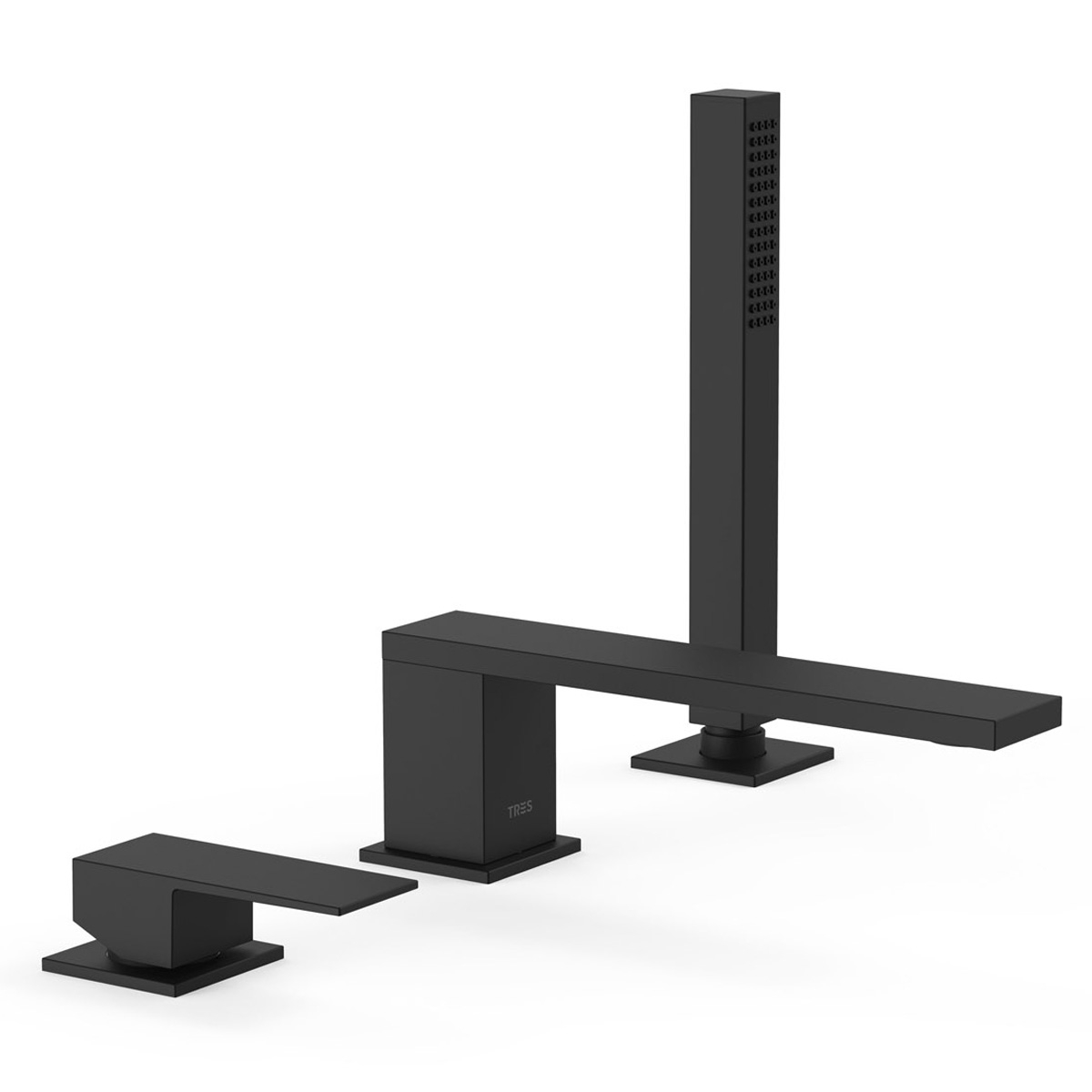 Single-lever faucet with flat handle for bathtub edge Cuadro Exclusive matte black