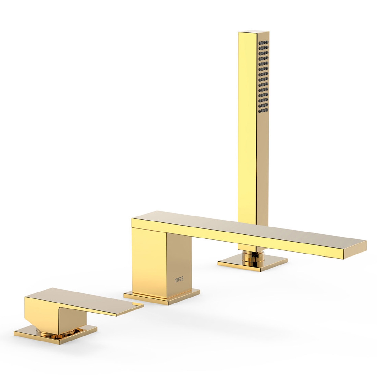 Single-lever faucet with flat handle for bathtub edge Cuadro Exclusive gold