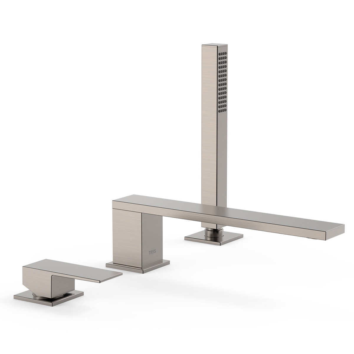 Long single-lever faucet with flat handle for bathtub edge Cuadro Exclusive steel
