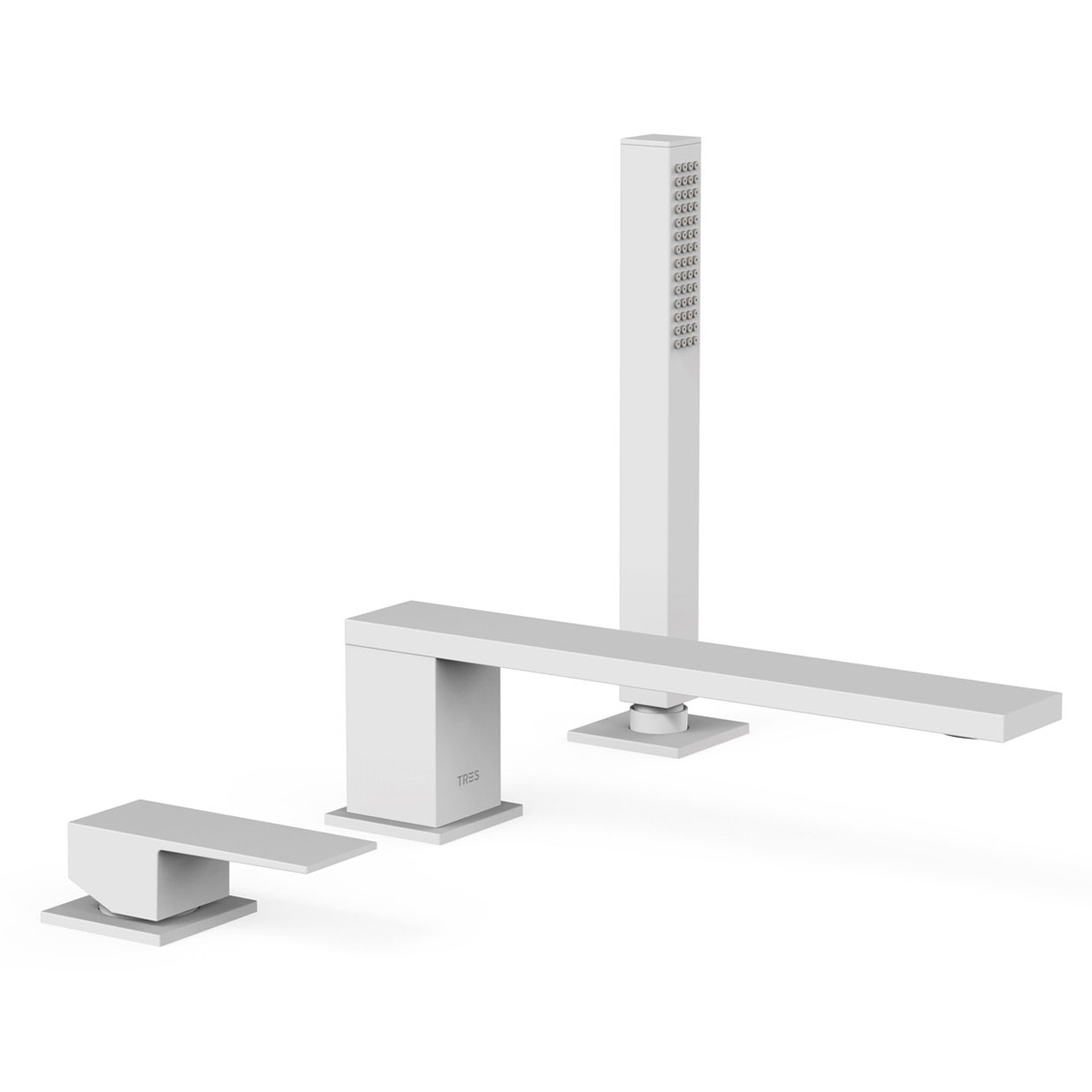 Robinet long à levier unique avec poignée plate pour bord de baignoire Cuadro Exclusive blanc mat