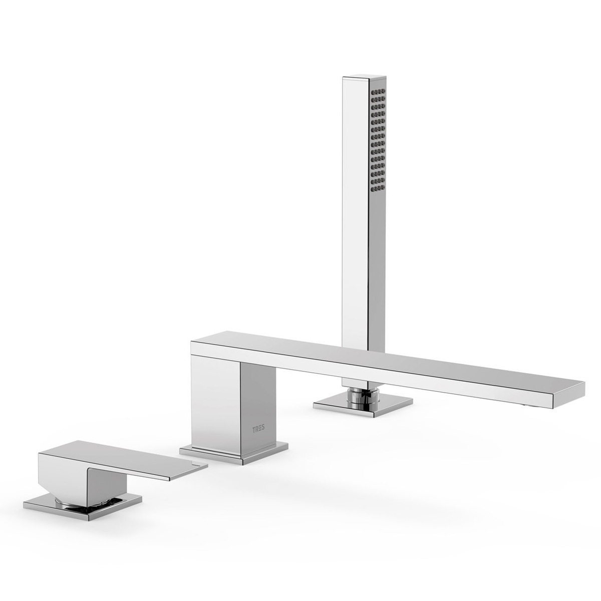 Long single-lever faucet with flat handle for bathtub edge Cuadro Exclusive chrome