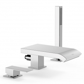 Robinet monocommande avec poignée et bec cascade pour bord de baignoire Cuadro Exclusive