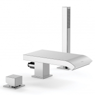 Single-lever faucet with waterfall spout for bathtub edge Cuadro Exclusive chrome