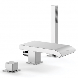 Single-lever faucet with waterfall spout for bathtub edge Cuadro Exclusive