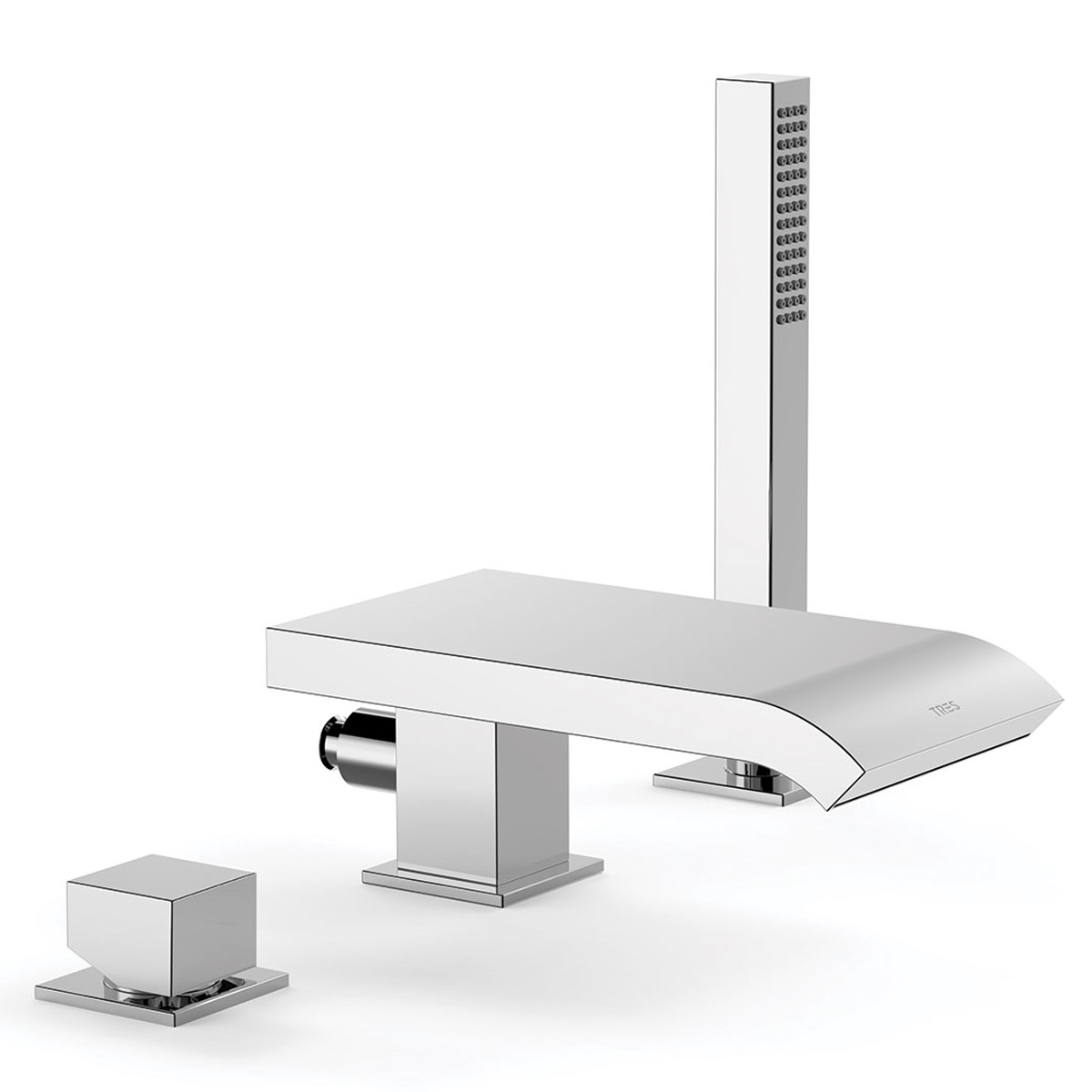 Single-lever faucet with waterfall spout for bathtub edge Cuadro Exclusive chrome