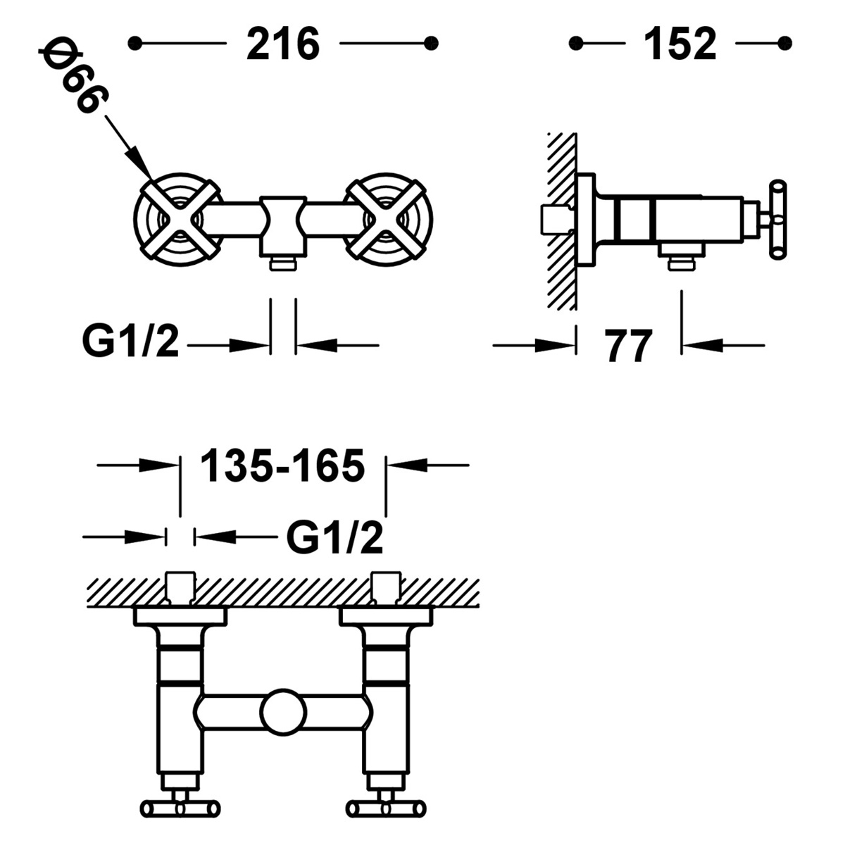 Montblanc Series wall-mounted double-lever shower and bathtub faucet