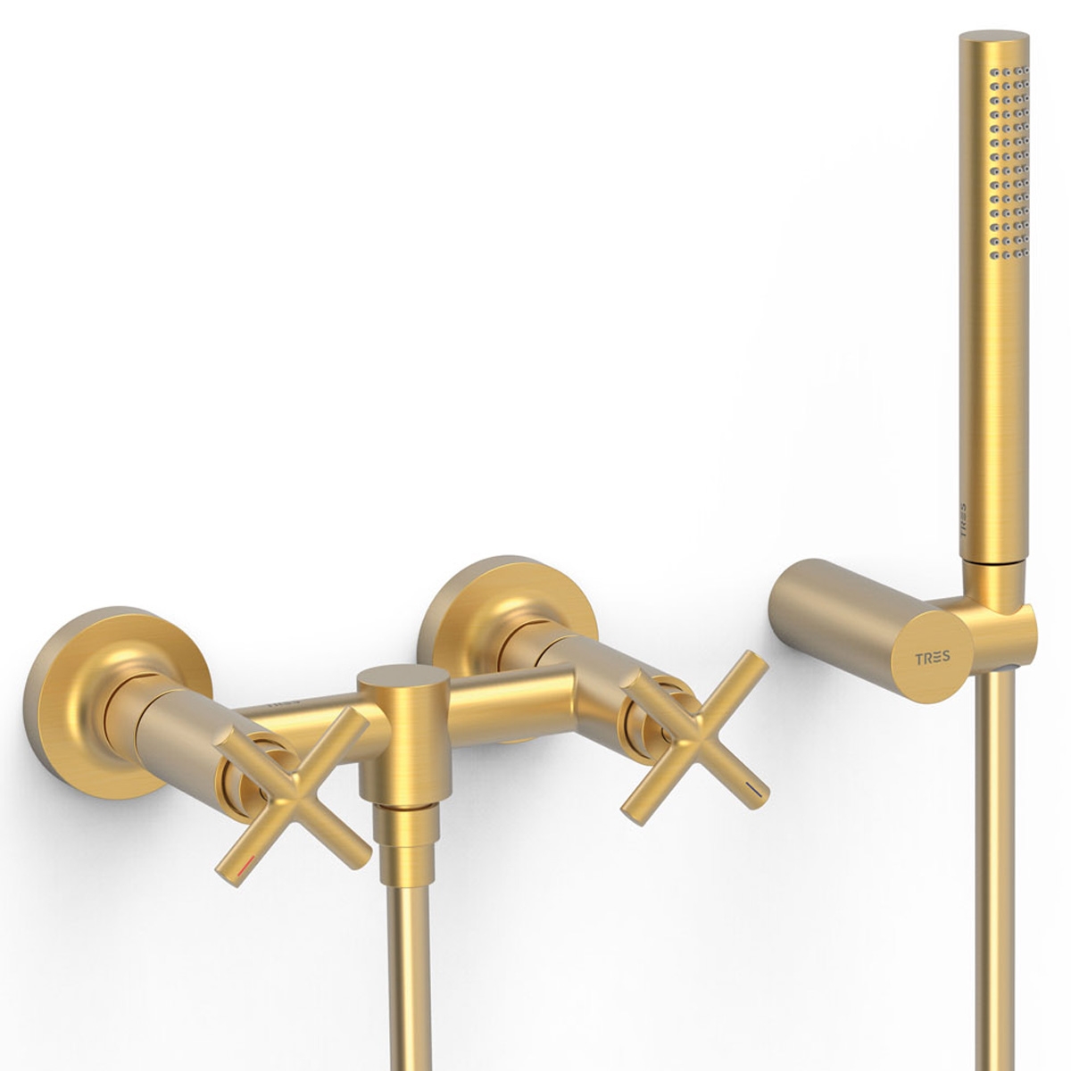 Montblanc Series wall-mounted double-lever faucet for shower and bathtub matte gold finish