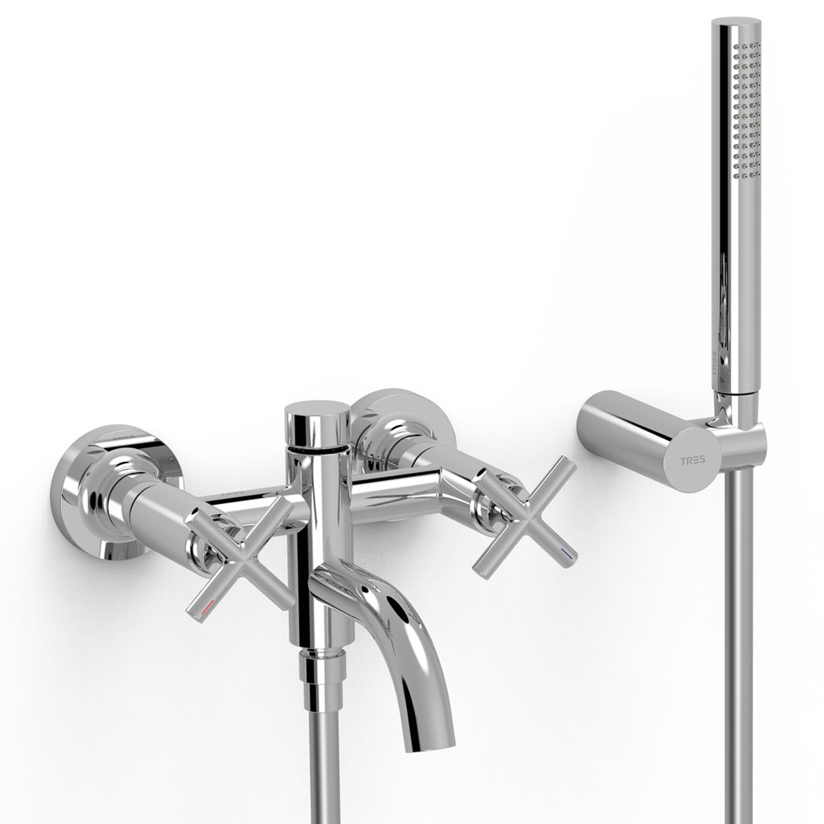 Grifo mural bimando con aireador para ducha y bañera Serie Montblanc cromo