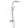 Telescopic shower column with square shower head from the Slim Exclusive Series in steel finish