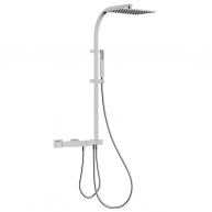 1-way wall telescopic and thermostatic shower column with shower head in rectangular design from the Slim Exclusive Chrome Serie