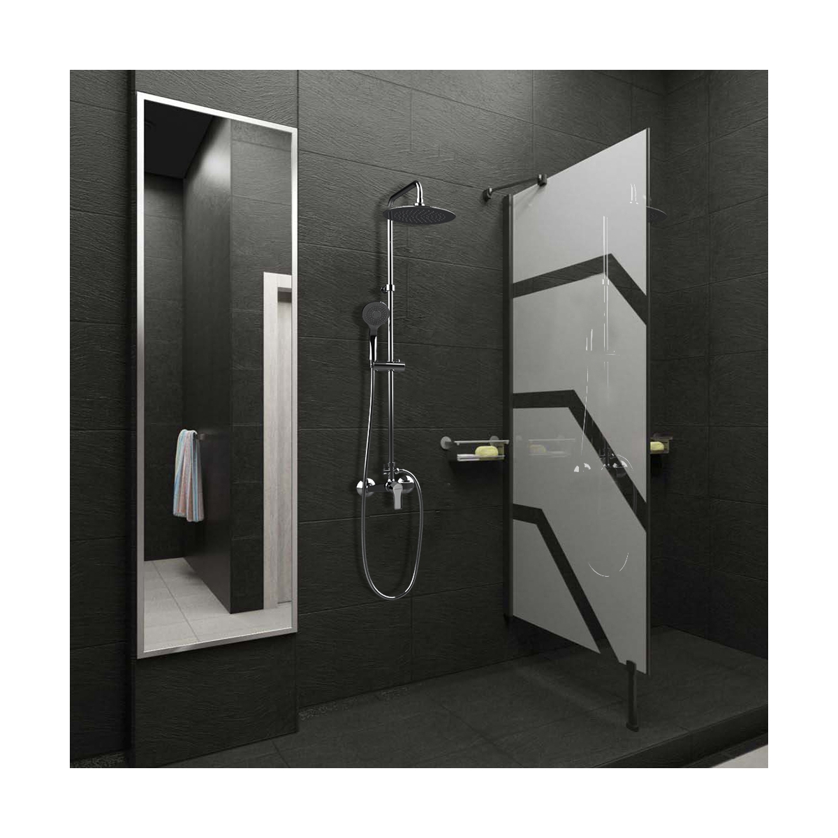 Colonne de douche télescopique avec robinet thermostatique de la série Titanium