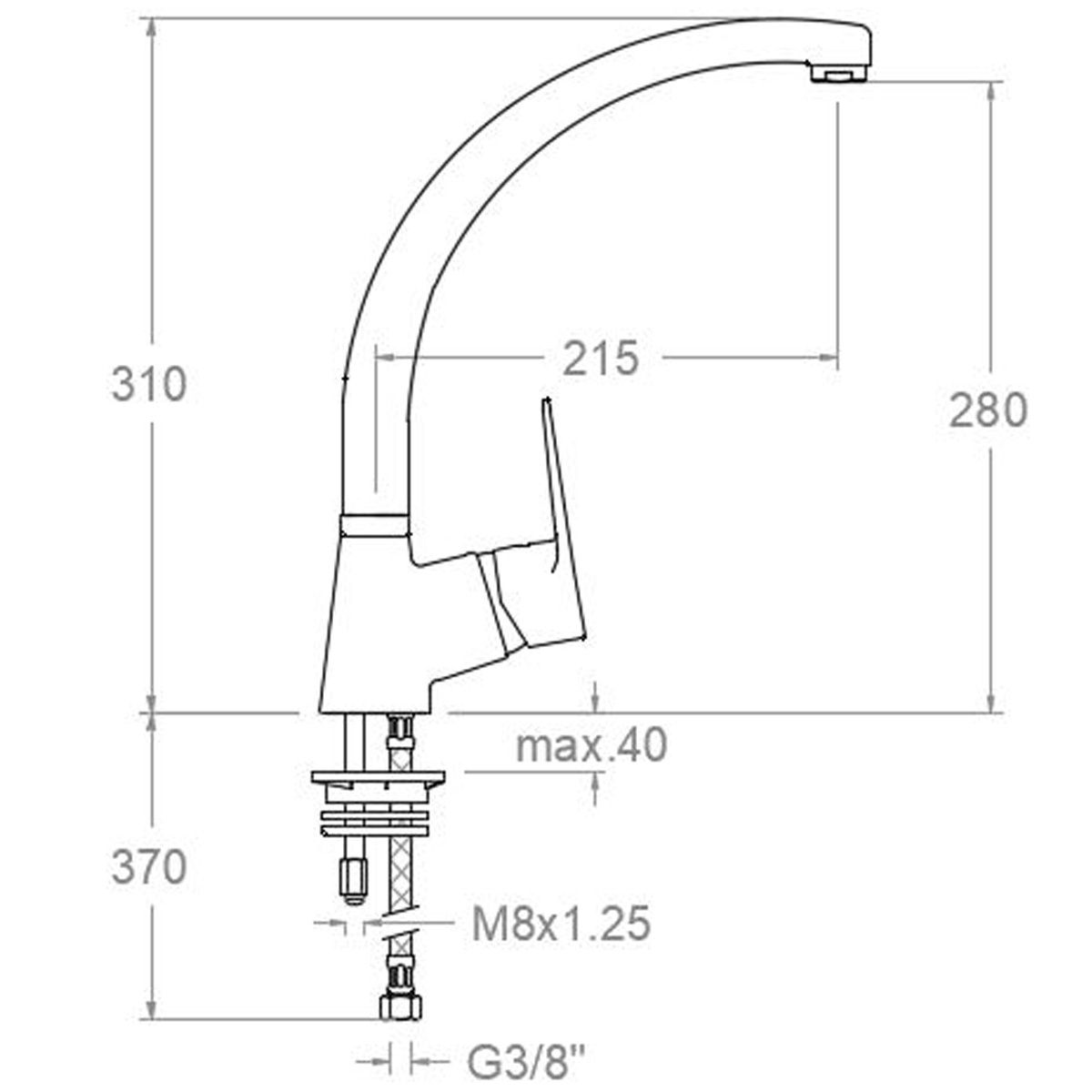Robinet d’évier monocommande avec bec pivotant Série Titanium