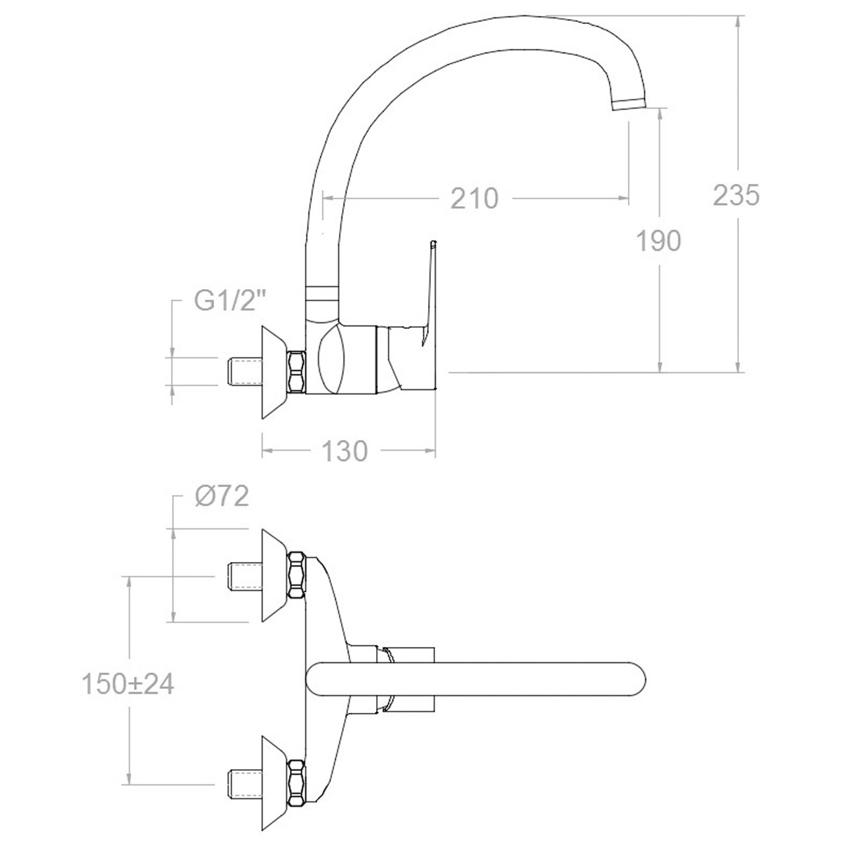 Grifo monomando con caño giratorio para cocina Serie Titanium