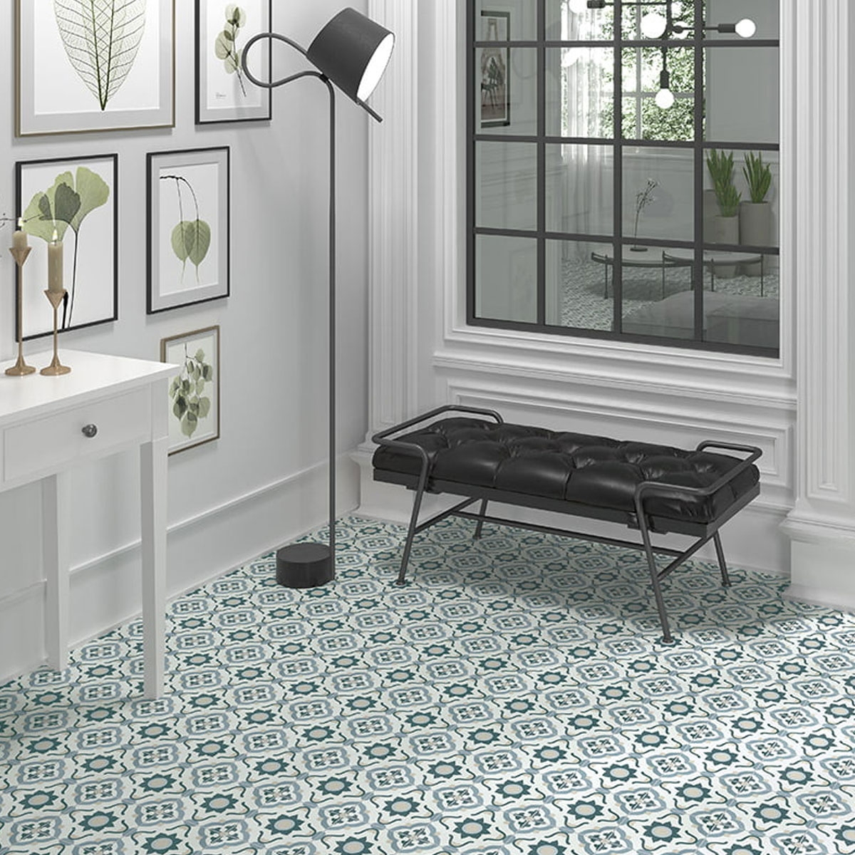 living room with Nazare infusion with blue colors