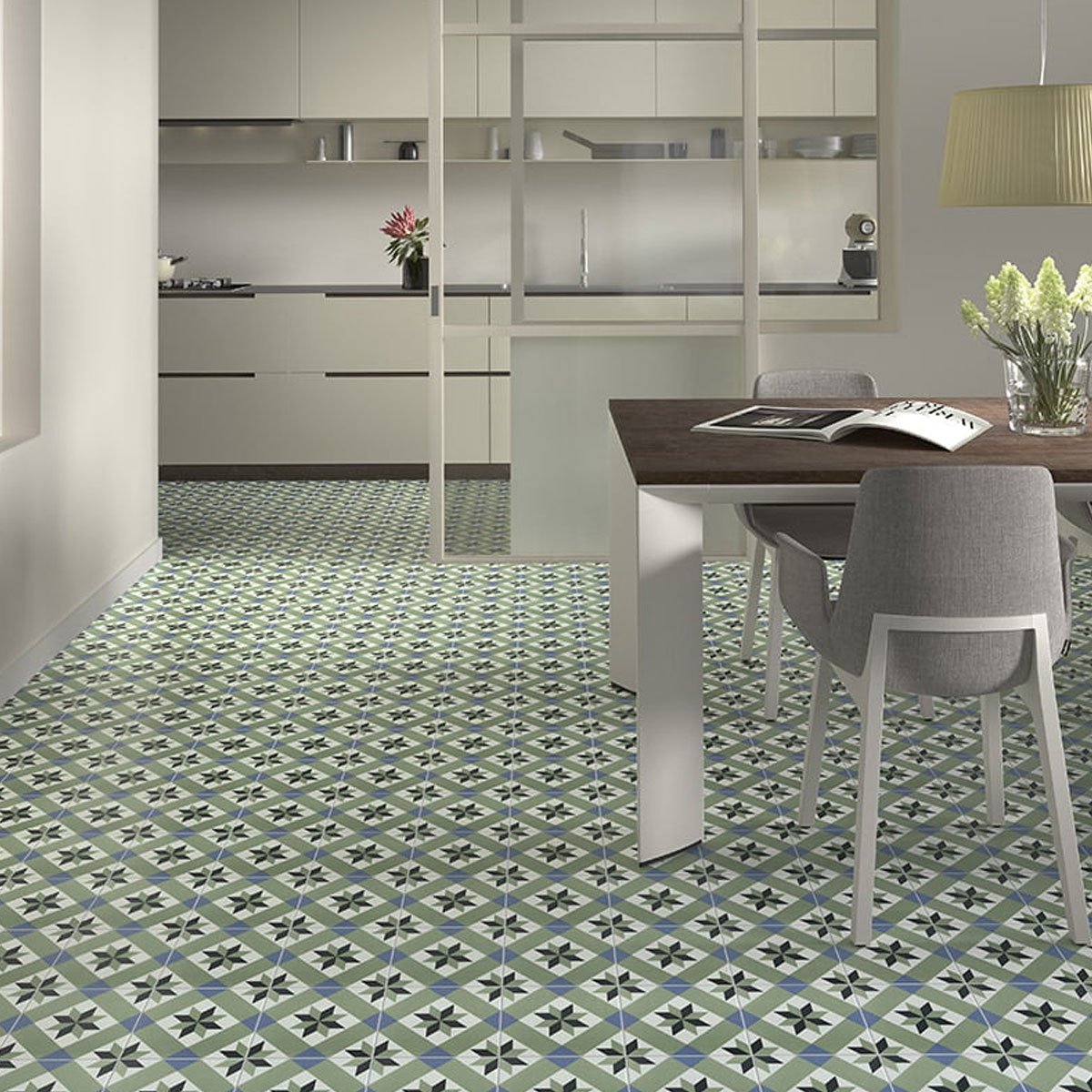 Living room Green and blue tile infusion ribiera by mainzu