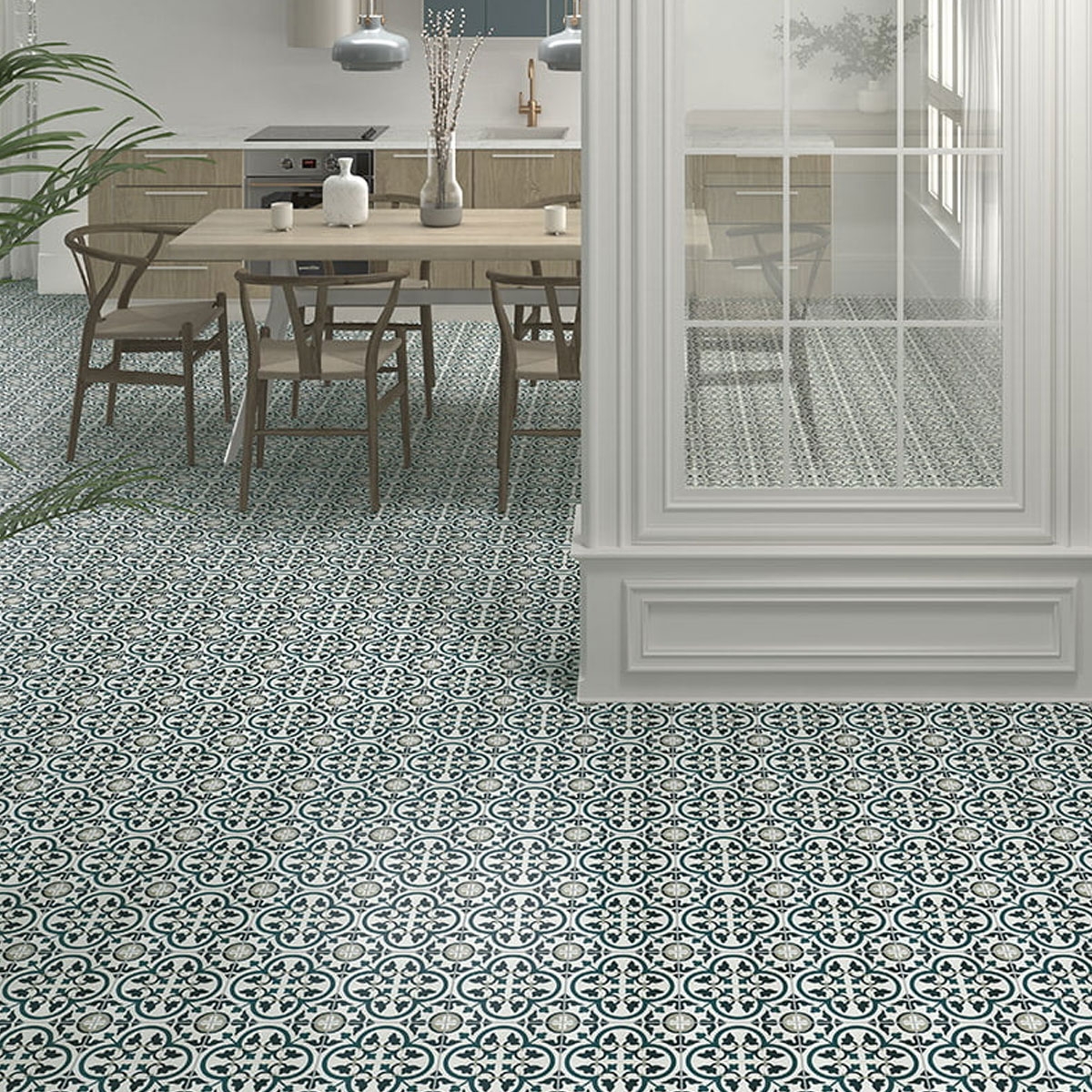 Sala de estar Infusão de azulejos verdes e pretos st etienne