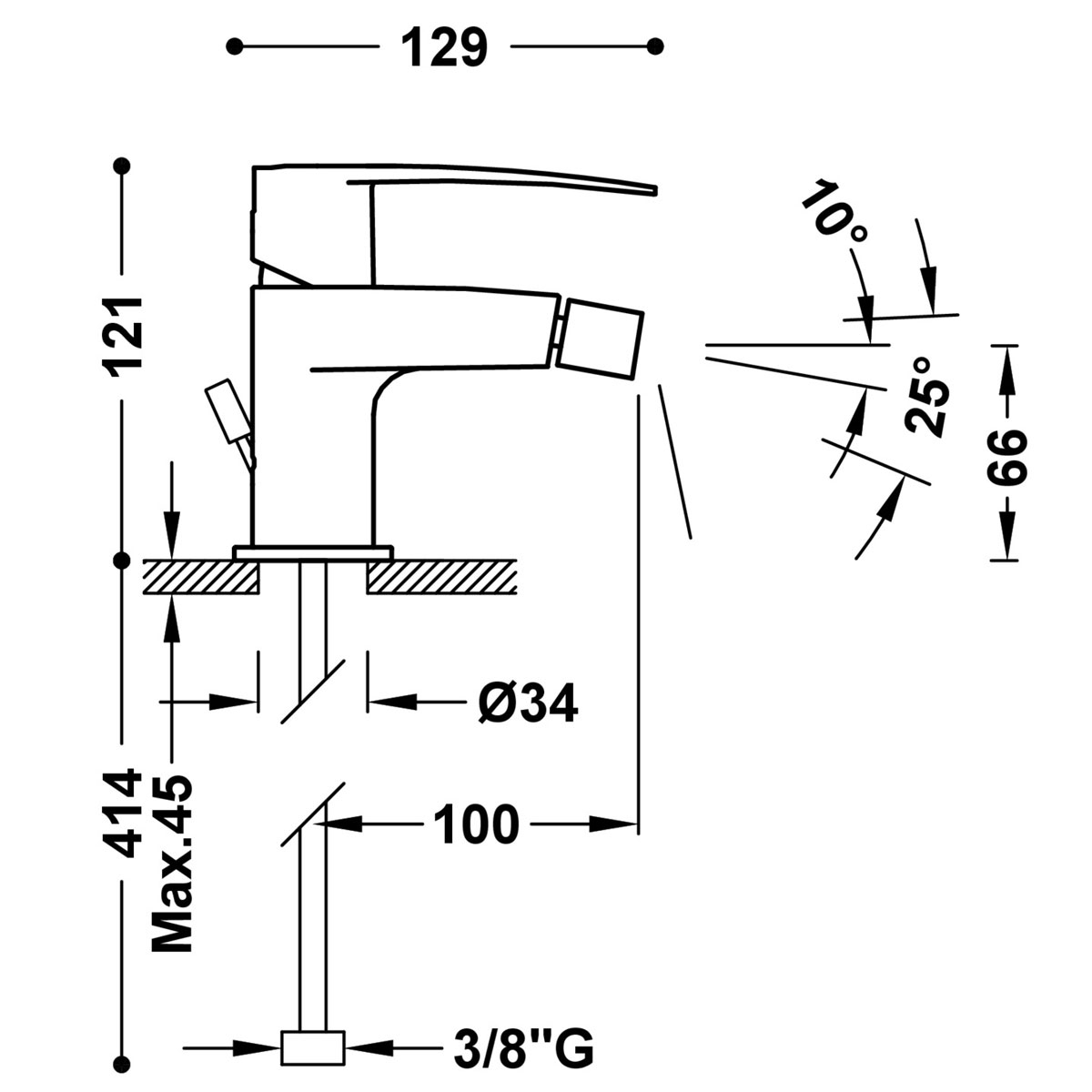 Robinet de bidet plat essentiel à levier unique