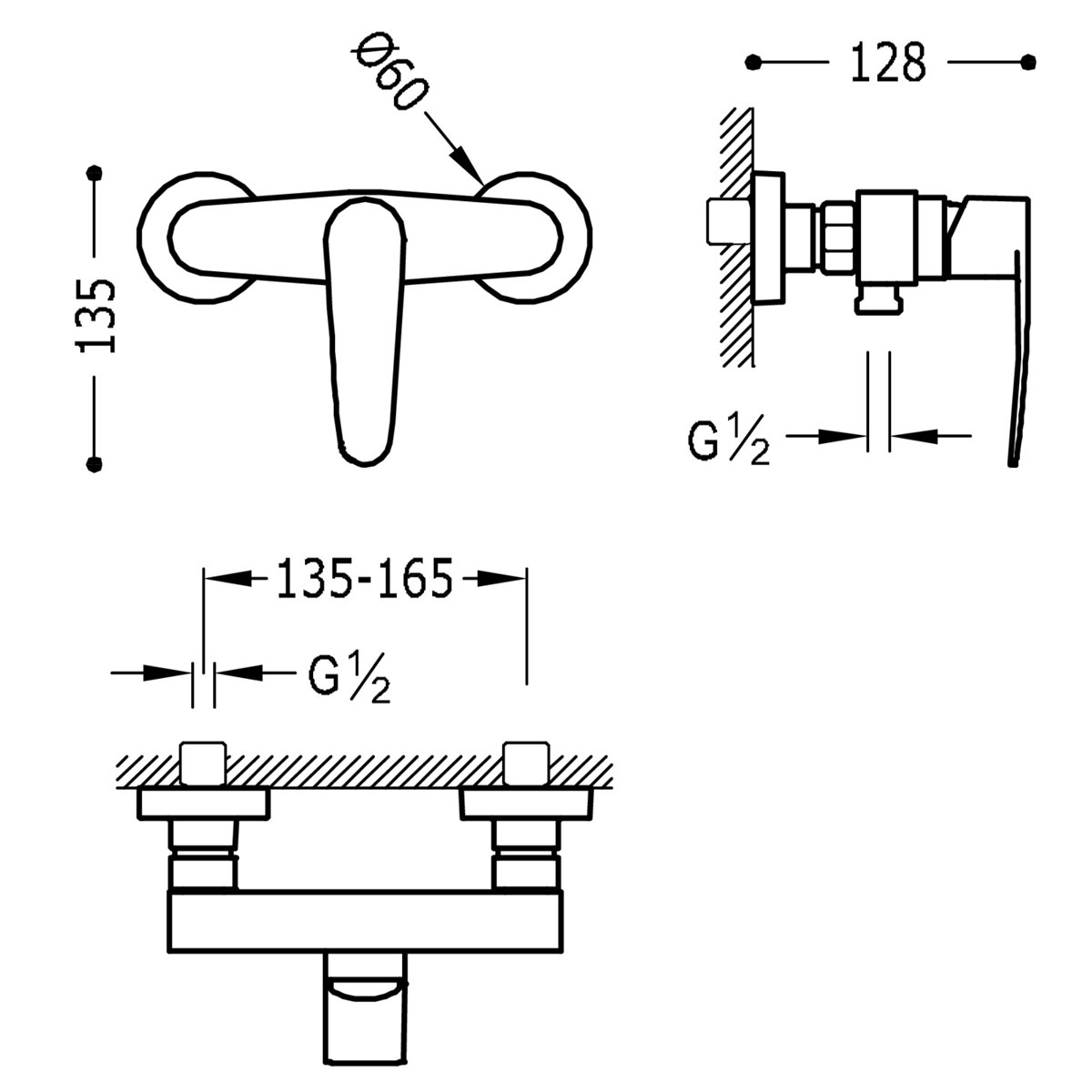 Wall-mounted single-lever shower faucet Flat Essential series