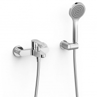 Torneira de alavanca única de parede para chuveiro e banheira Série Flat Essential com acabamento cromado Tres