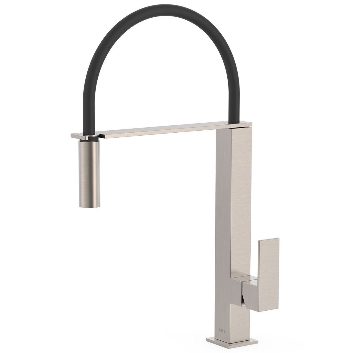 Robinet monocommande avec bec flexible de la série Cuadro Exclusive en acier Tres