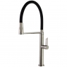 Single-lever faucet with flexible spout and flat handle for kitchen from the Kitchen Magnet Series in Ramón Soler nickel