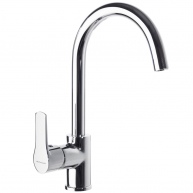 Einhebel-Waschhahn mit schwenkbarem Schwanenauslauf aus der Titanium Series von Ramón Soler mit Chromfinish