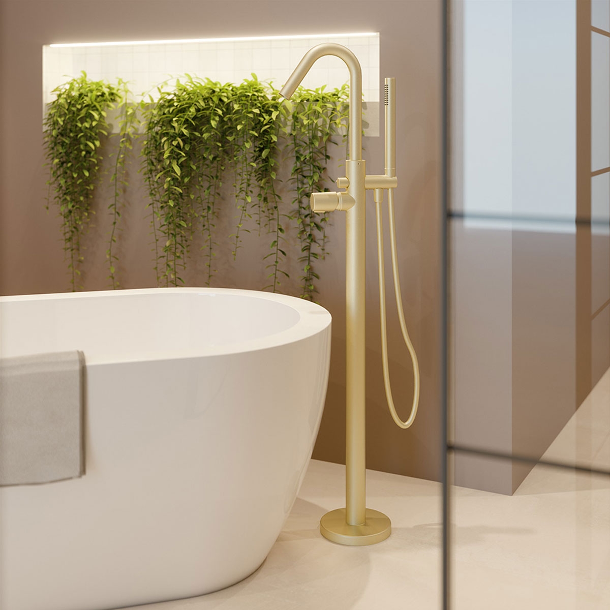 Einhebel-Säule für Badewanne mit gebürstetem goldenen Zar-Ramon-Soler-Serie