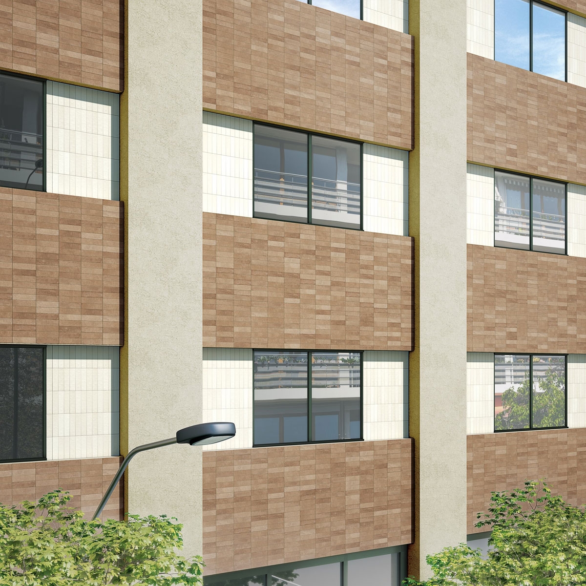 Fachada com janelas de vedação de revestimento Radix Chipper