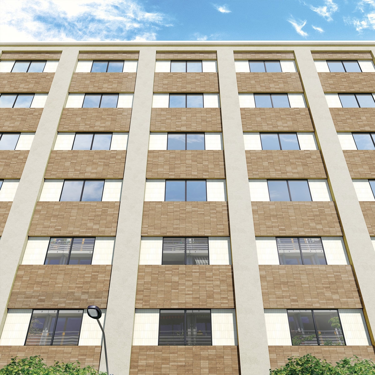 Die Fassade von Origo Pearl aus der Ferne