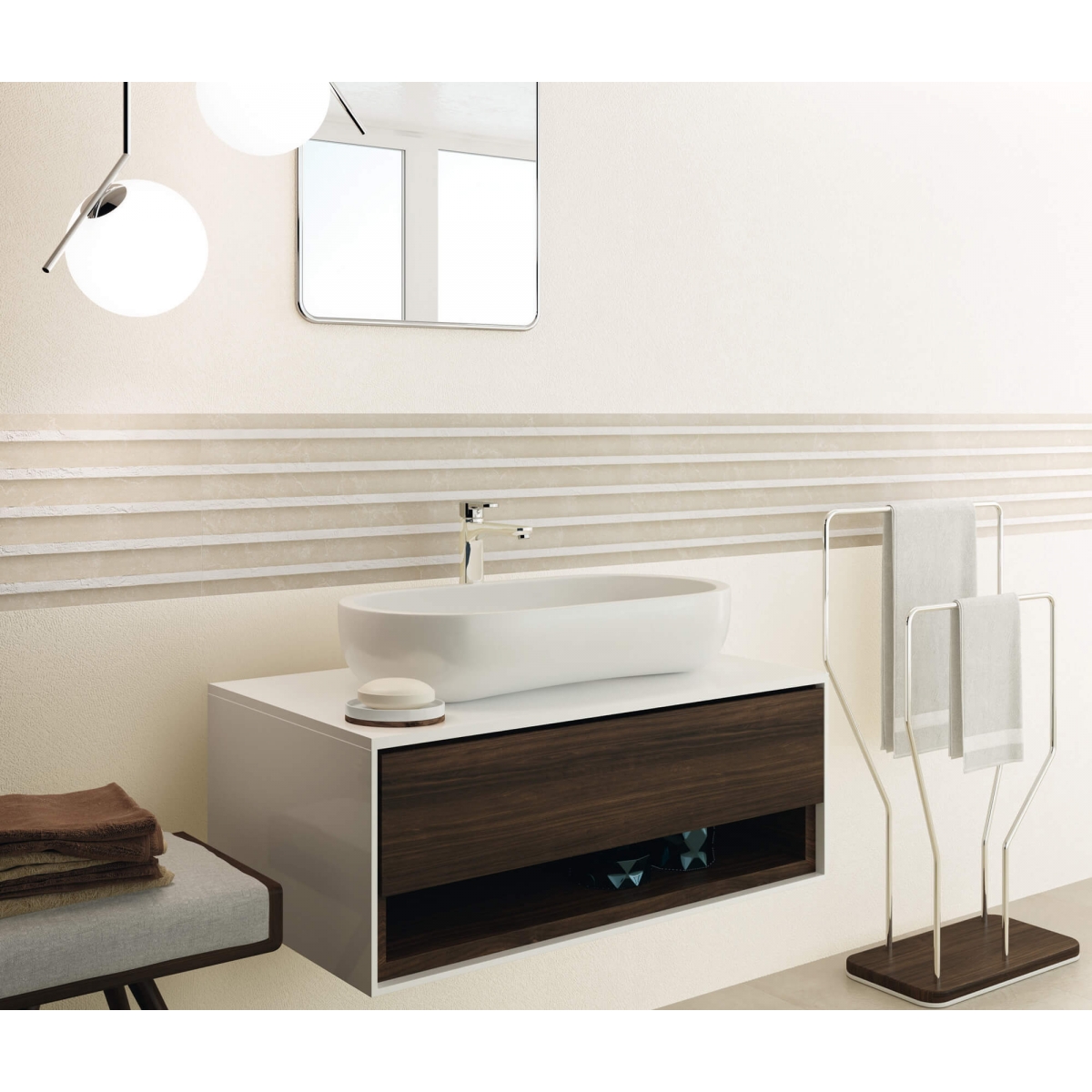 9523 Almond Relief Stone 30x90 PORCELANITE