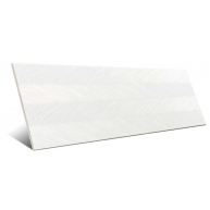 1207 Chevrons en relief blanc brillant 40x120 Kara Series PORCELANITE
