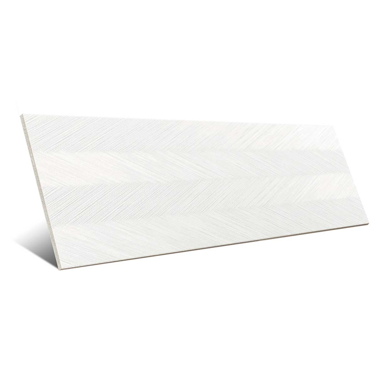 1207 Chevrons en relief blanc brillant 40x120 Kara Series PORCELANITE