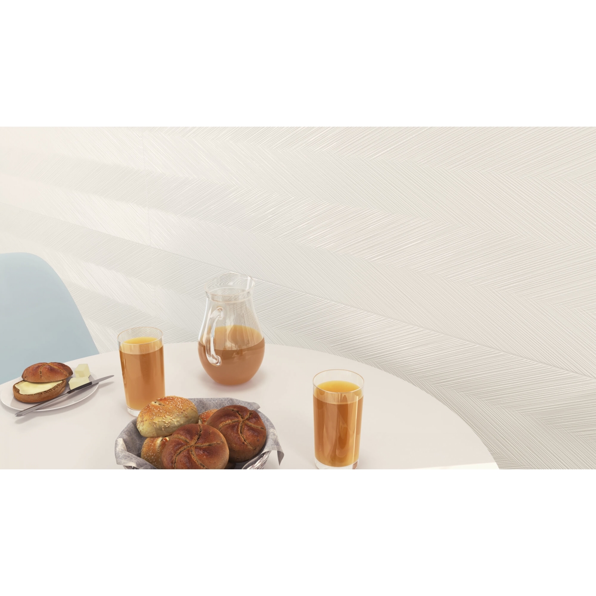 1207 Chevrons en relief blanc brillant 40x120 Série Kara