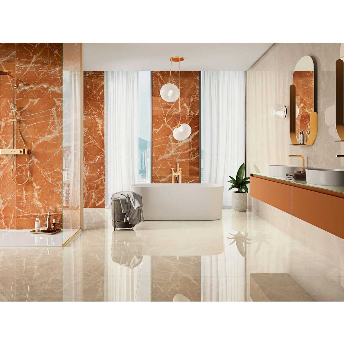 Large format imitation polished red marble Series 1863 - Mistral Collection