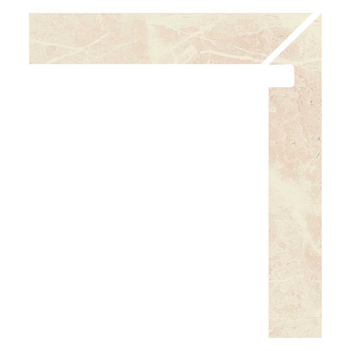 Right stair Zanquin in polished cream color series 1863 Mistral Parcelanite collection