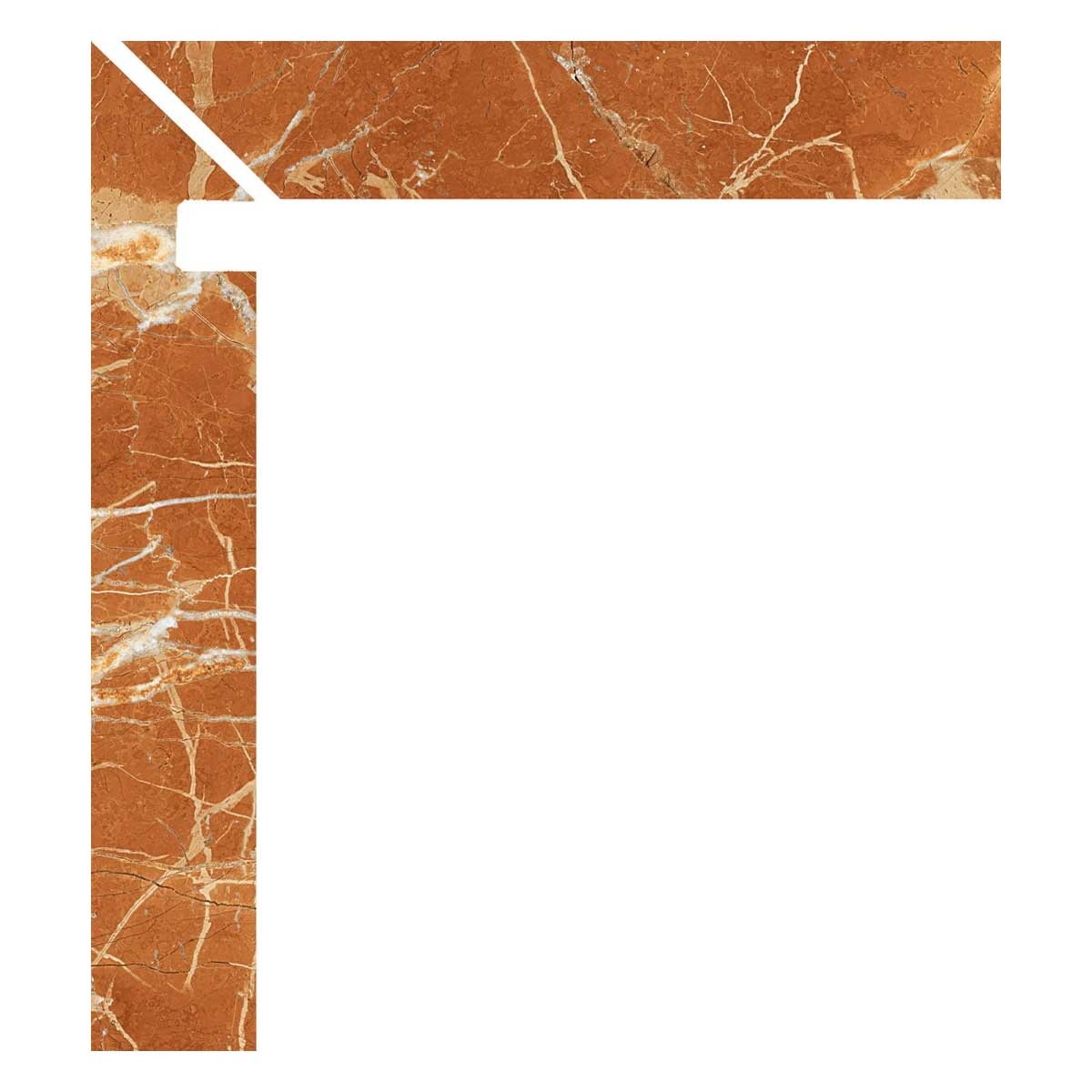 Left stair zanquin in polished red color series 1863 Mistral Parcelanite collection