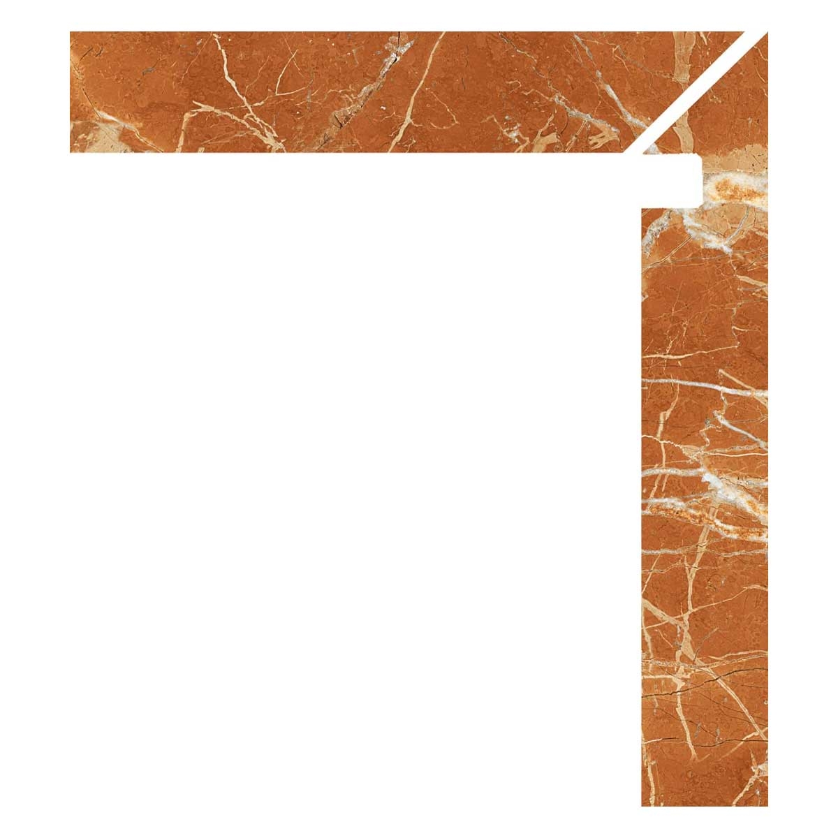 Right stair stilt in polished red color series 1863 Mistral Parcelanite collection