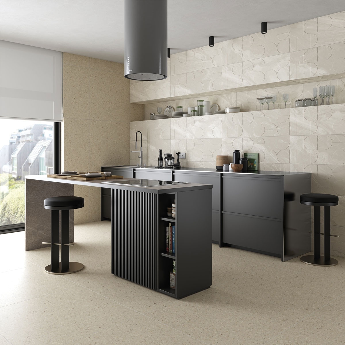 Cocina con Revestimiento Mijas-R Beige 32x99