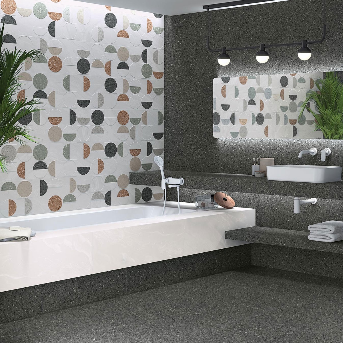 Salle de bain avec revêtement Mesina-r-multicolore