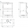Front wood stove with CH-9 oven (New model) diagram measurements