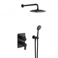 Torneira de chuveiro embutida de 2 vias preto fosco