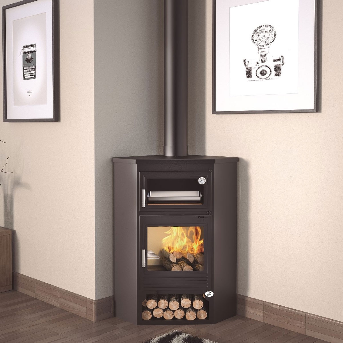 Poêle à bois d’angle M-105 H - Chauffage FM