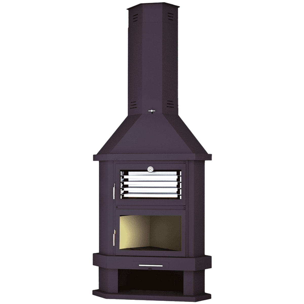 Corner wood fireplace with oven C-200 RH