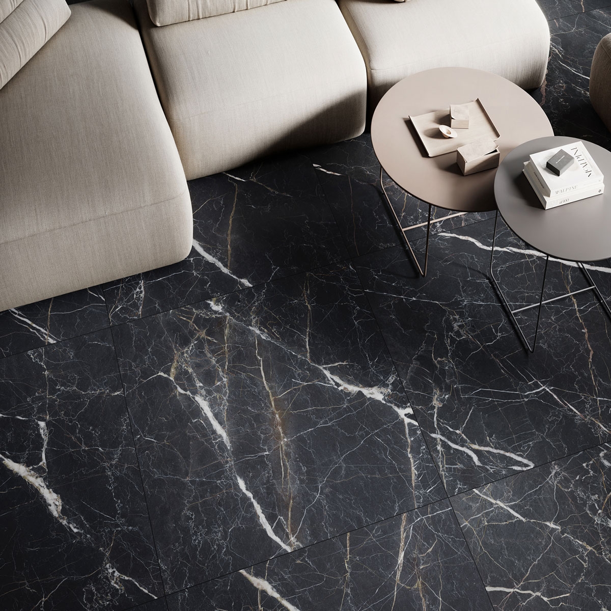 Interior with Vanity Black Polished flooring 120x120