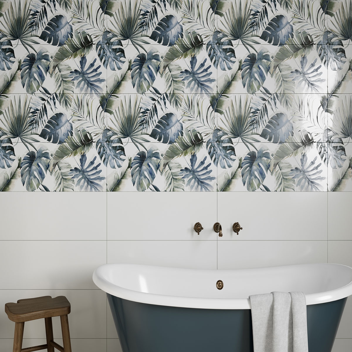 Bathroom with Vogue Flora B Cold wall tiles