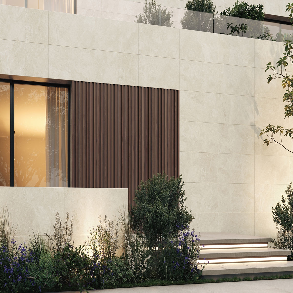 Exterior com revestimento Westone Max Cream 60x120