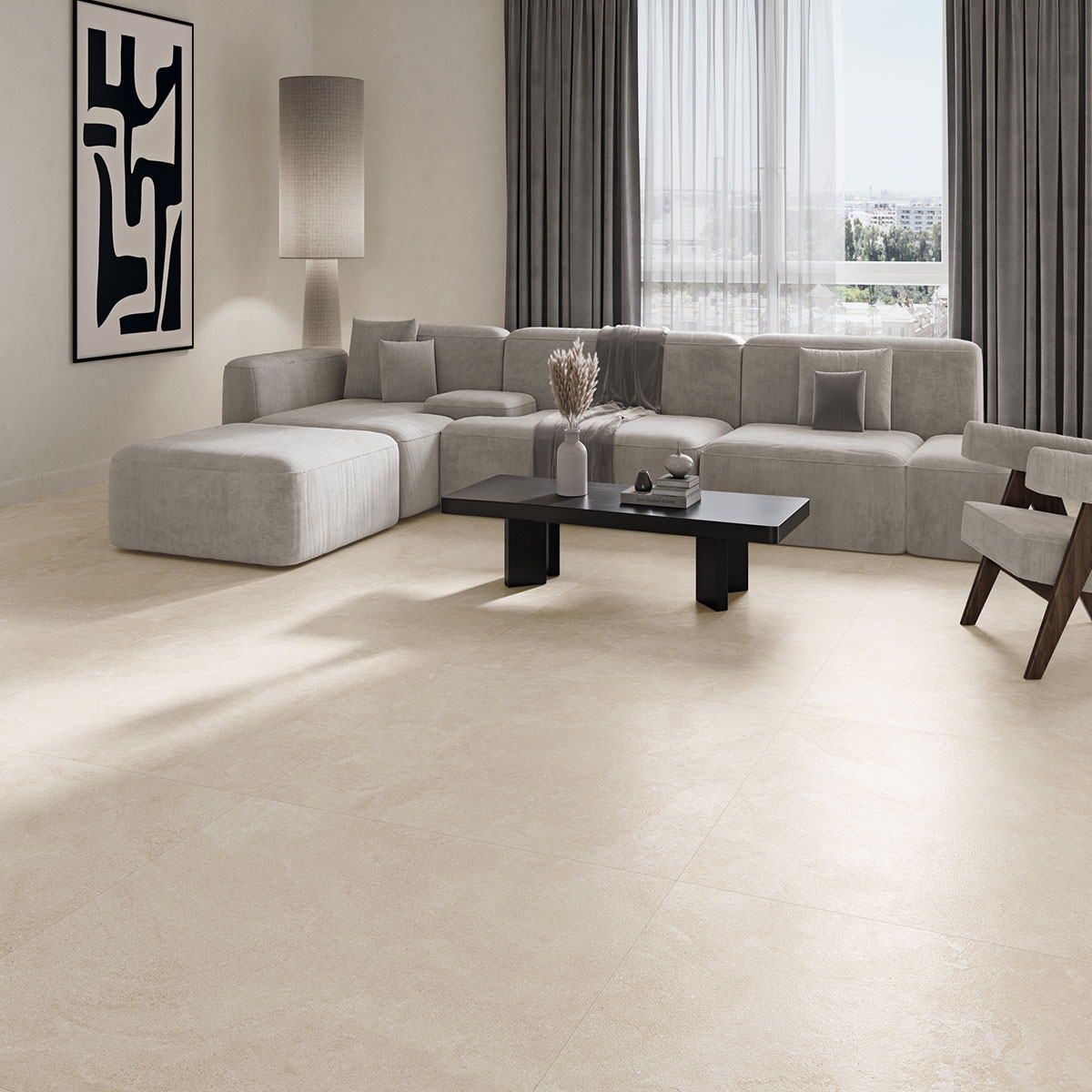 Intérieur avec revêtement de sol Westone Cream Lapado 120x120