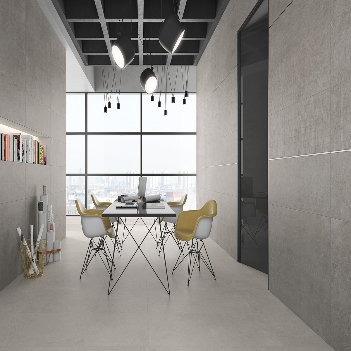 Intérieur avec bardage Wave Wood Concrete 40x120