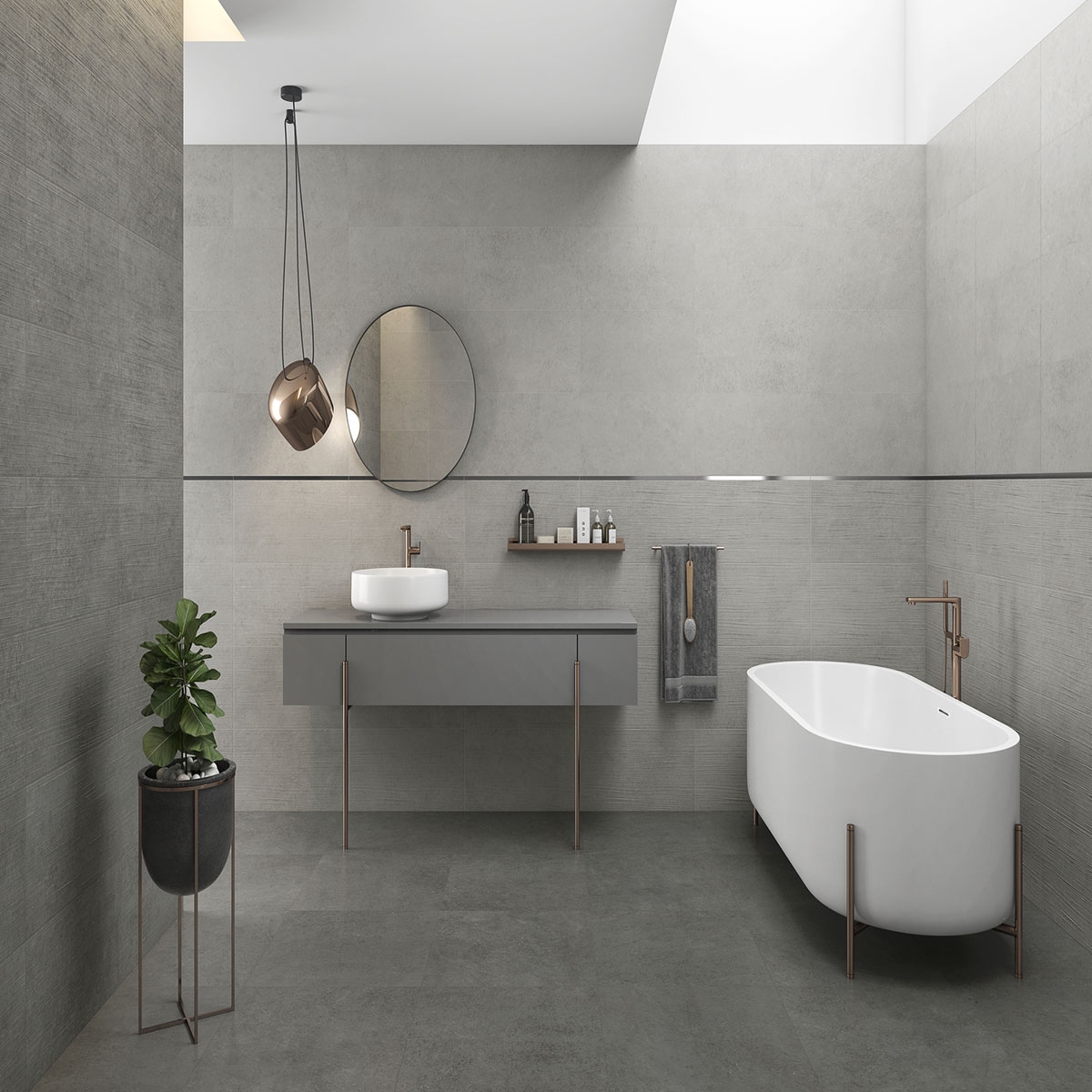 Bathroom with Wave Resin Concrete 25x75 coating