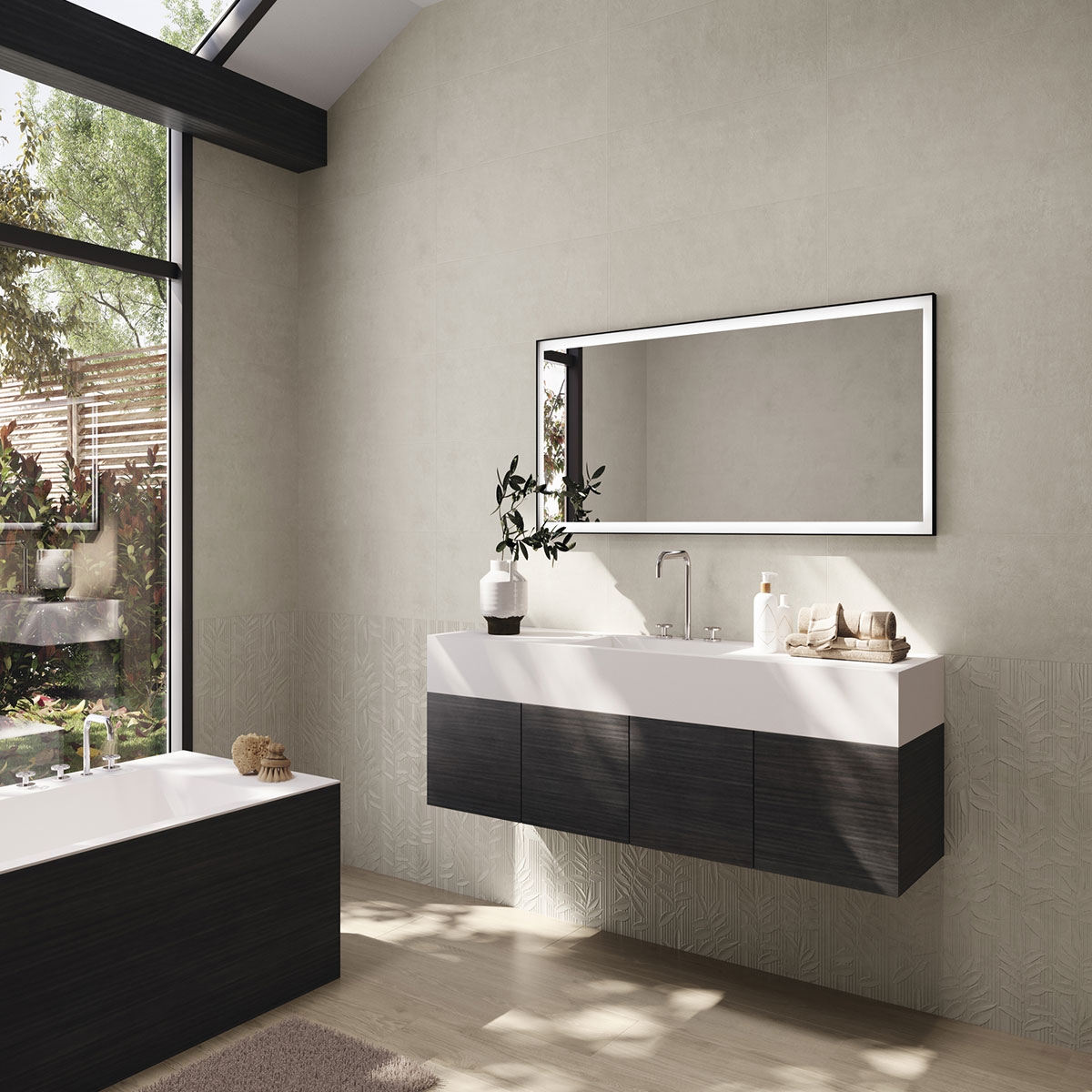 Bathroom with Arles Foret Moka cladding